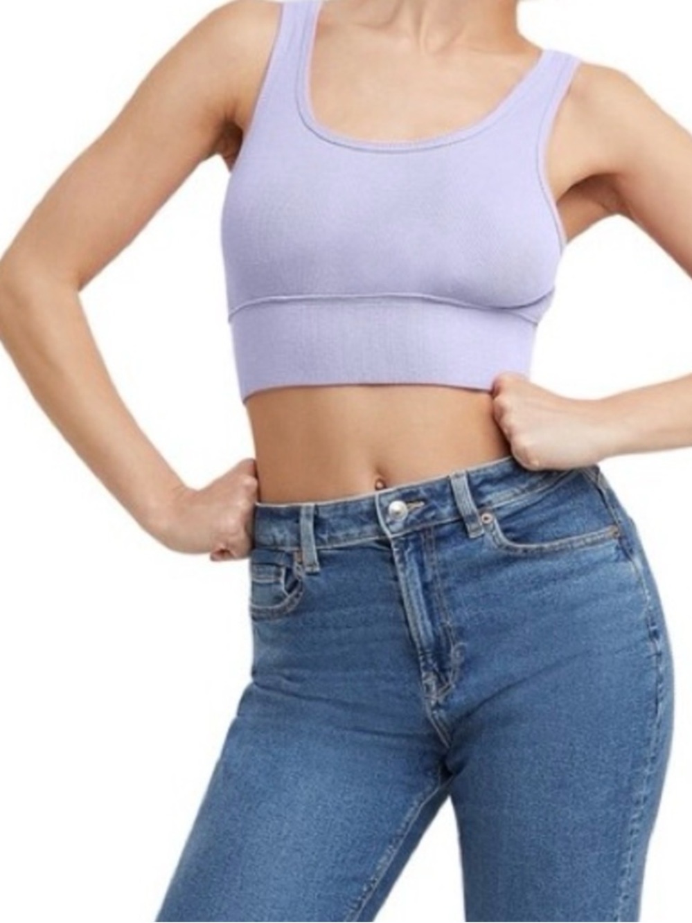 Hanes Originals Cozywear Ribbed Longline Bralette Size Large in GUC
